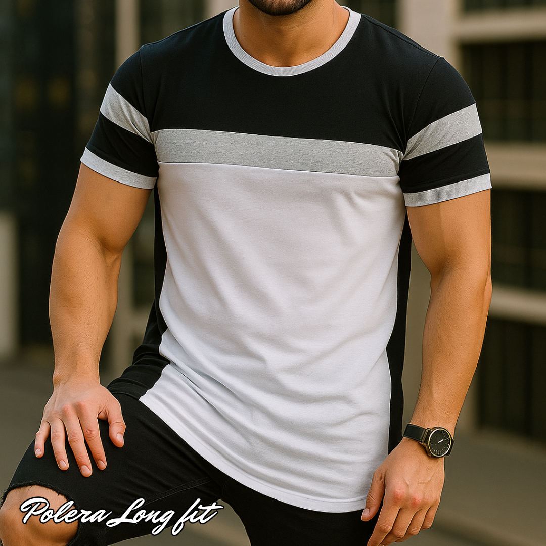 Polera Long fit Bi-tricolor