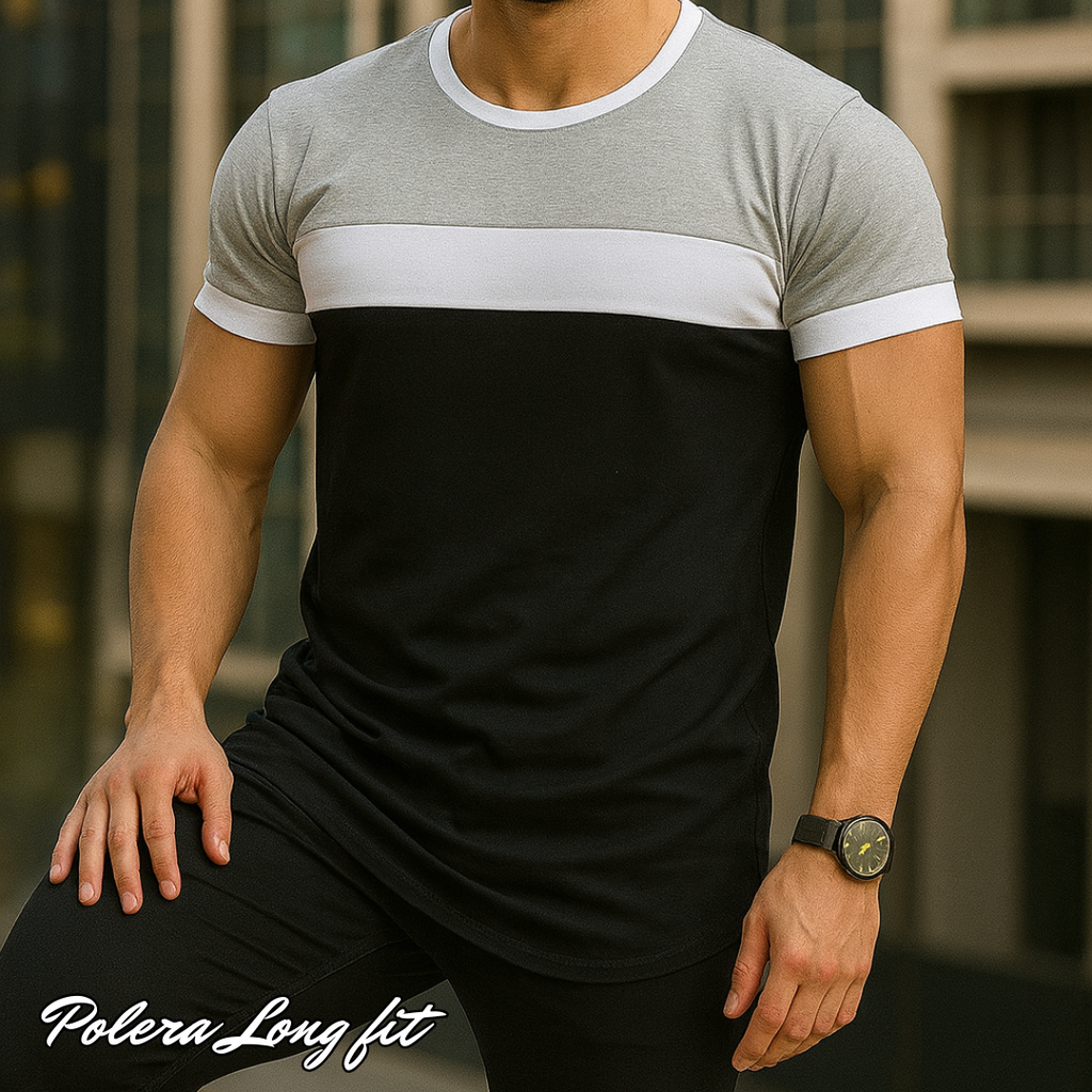 Polera Long fit Bi-tricolor
