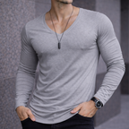 Polera Long V manga Larga