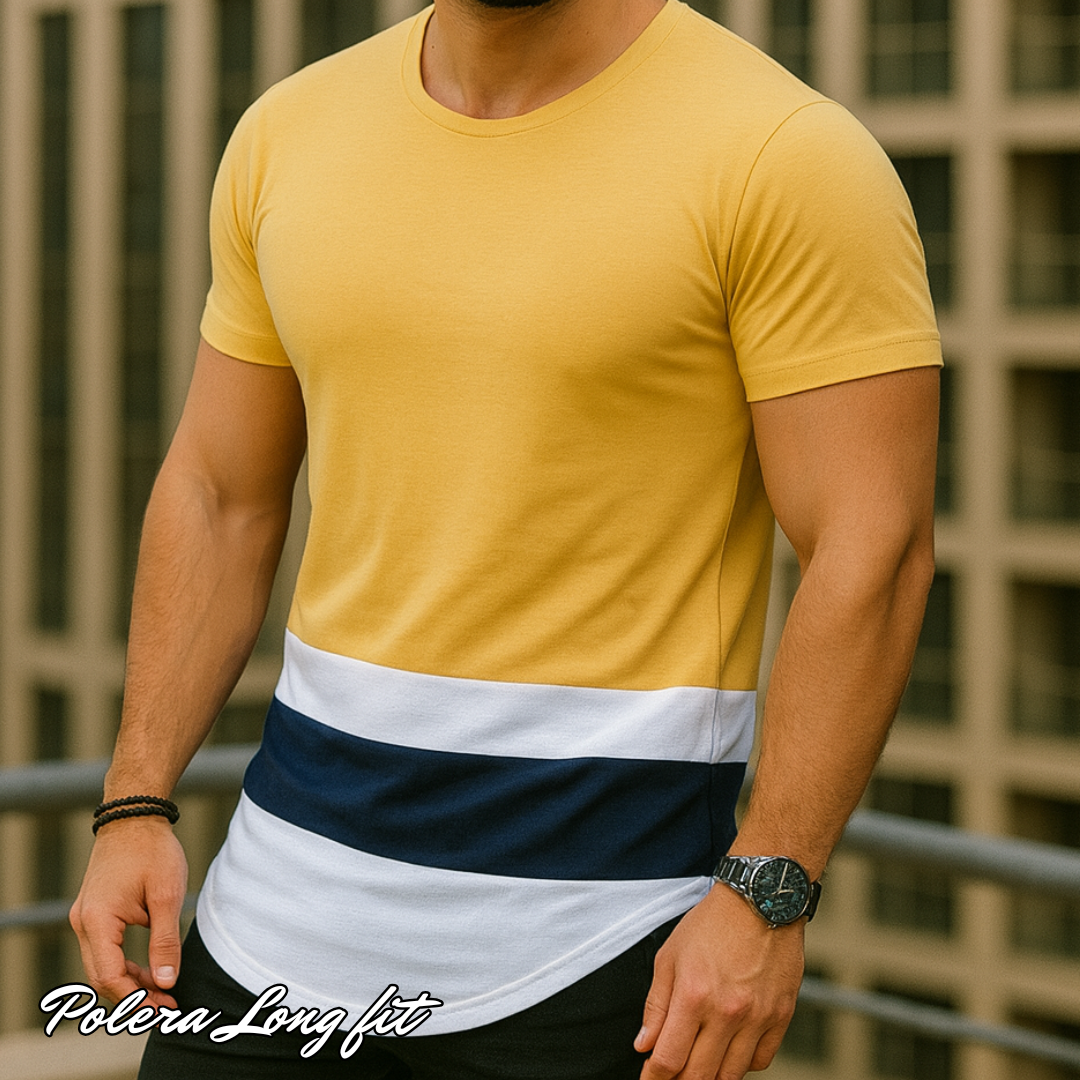 Polera Long fit Bi-tricolor