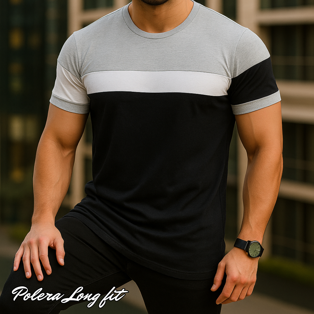 Polera Long fit Bi-tricolor