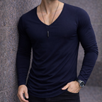 Polera Long V manga Larga